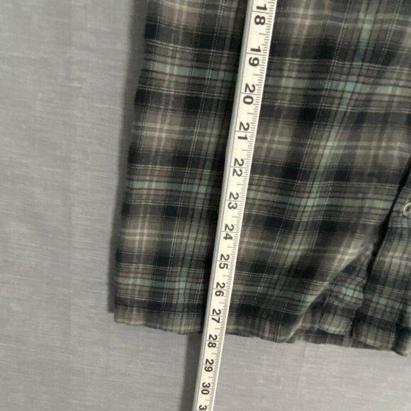 Kuhl Flannel Plaid Shirt Sz Large Black Brown Cotton Tencel Blend - Picture 7 of 10